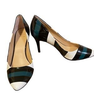 INC International Concepts ~
Women's Black and Teal Striped Heels
New
Size 10M